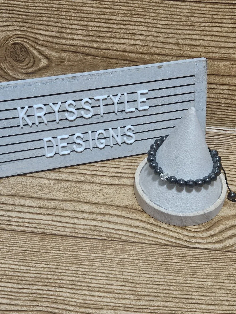 Pewter Adjustable beaded bracelet